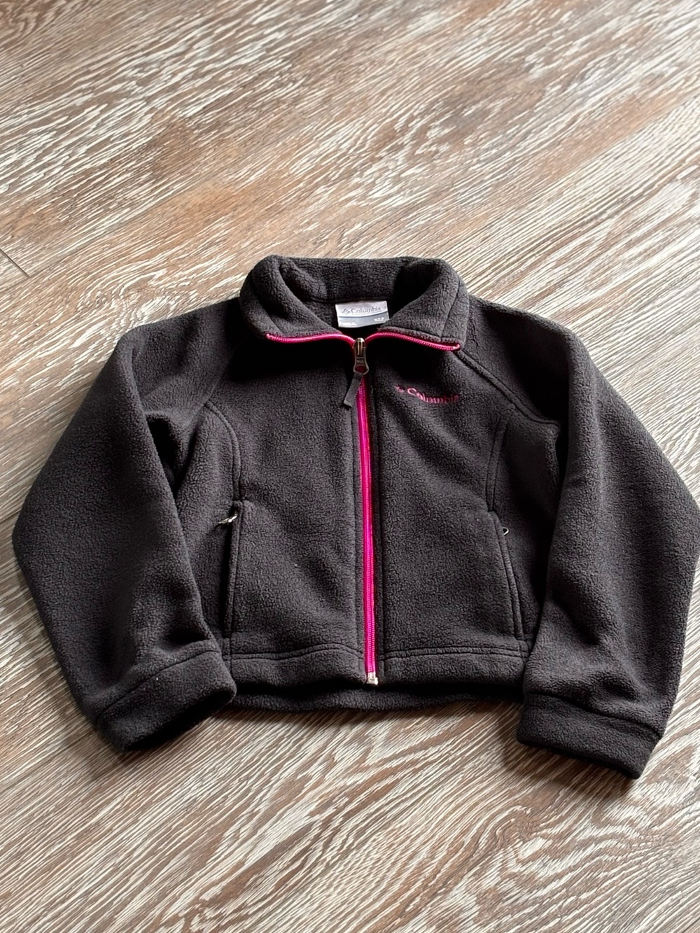 Columbia Black Fleece Jacket with Pink Accent